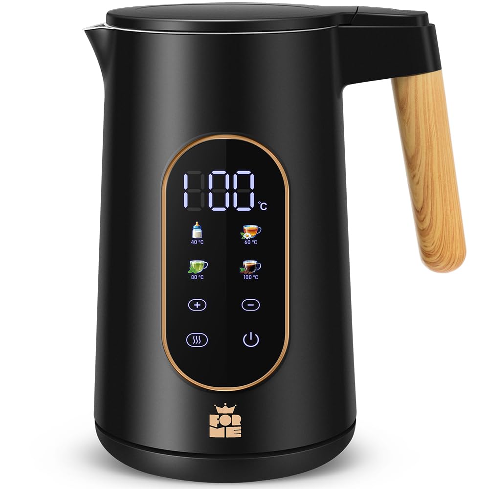 ForMe Edelstahl Wasserkocher 1,7 L mit Temperatureinstellung Temperaturwahl 40-100°C I LED Digitale