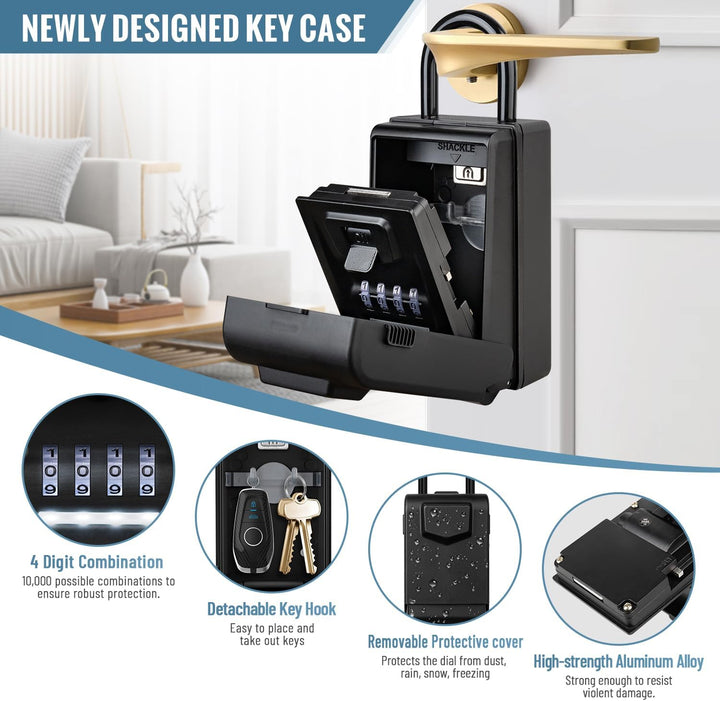 ENONEO Schlüsseltresor mit Beleuchteten Zahlencode Aussen Schlüsseltresor mit Bügel, Wetterfest Schl