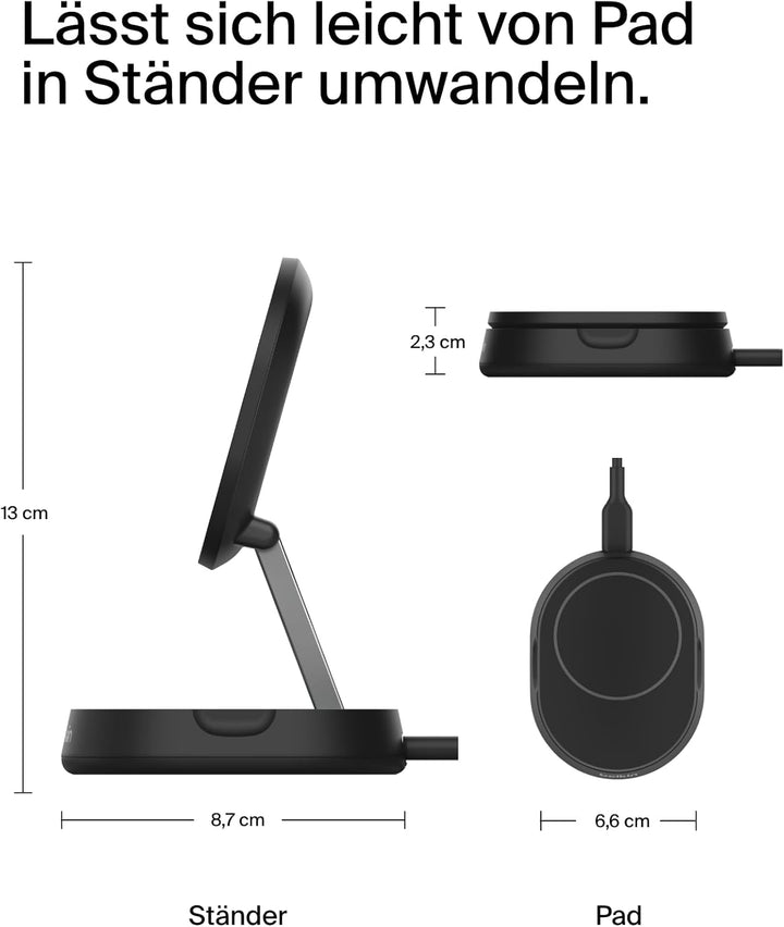 Belkin BoostCharge Pro induktive Ladestation 15W, Qi2-Ladegerät, kabelloses Ladegerät, kompatibel mi