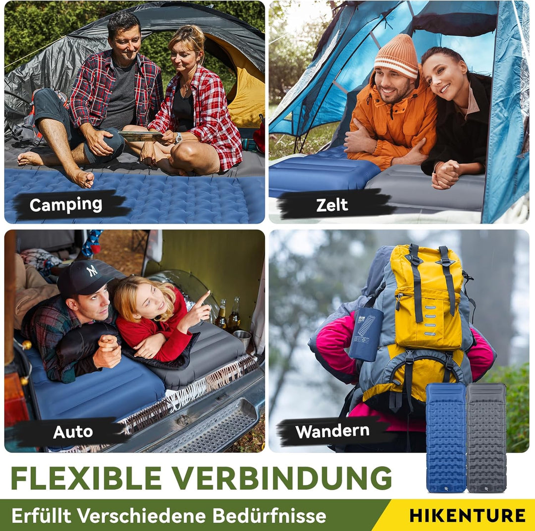 HIKENTURE Camping Isomatte, 13CM Ultradicke Isomatte Camping mit Kissen, Aufblasbare Luftmatratze Kl