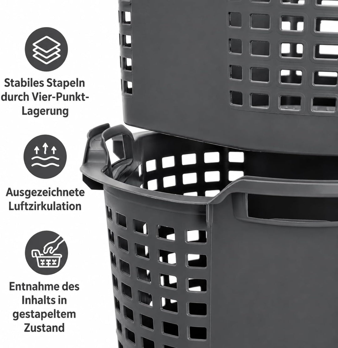 Erntekorb 50 L 10er Set Gartenkorb Grau Lebensmittelecht Obstkorb Robust | BURI, Kartoffelkorb, Lage