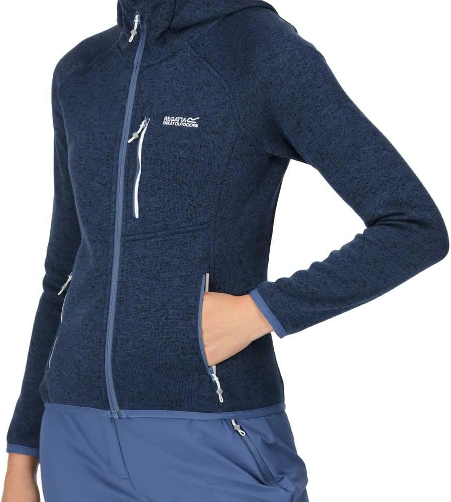 Regatta Damen Newhill Strickfkleecejacke mit Kapuze RWA597 40 dunkelblau
