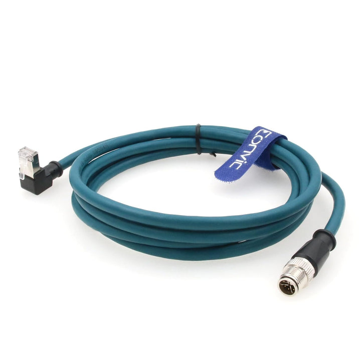 M12 Ethernet Kabel hochflexibel M12 X Typ 8 Pin auf rechtwinklig RJ45 Industrie geschirmt Cat5e SFTP
