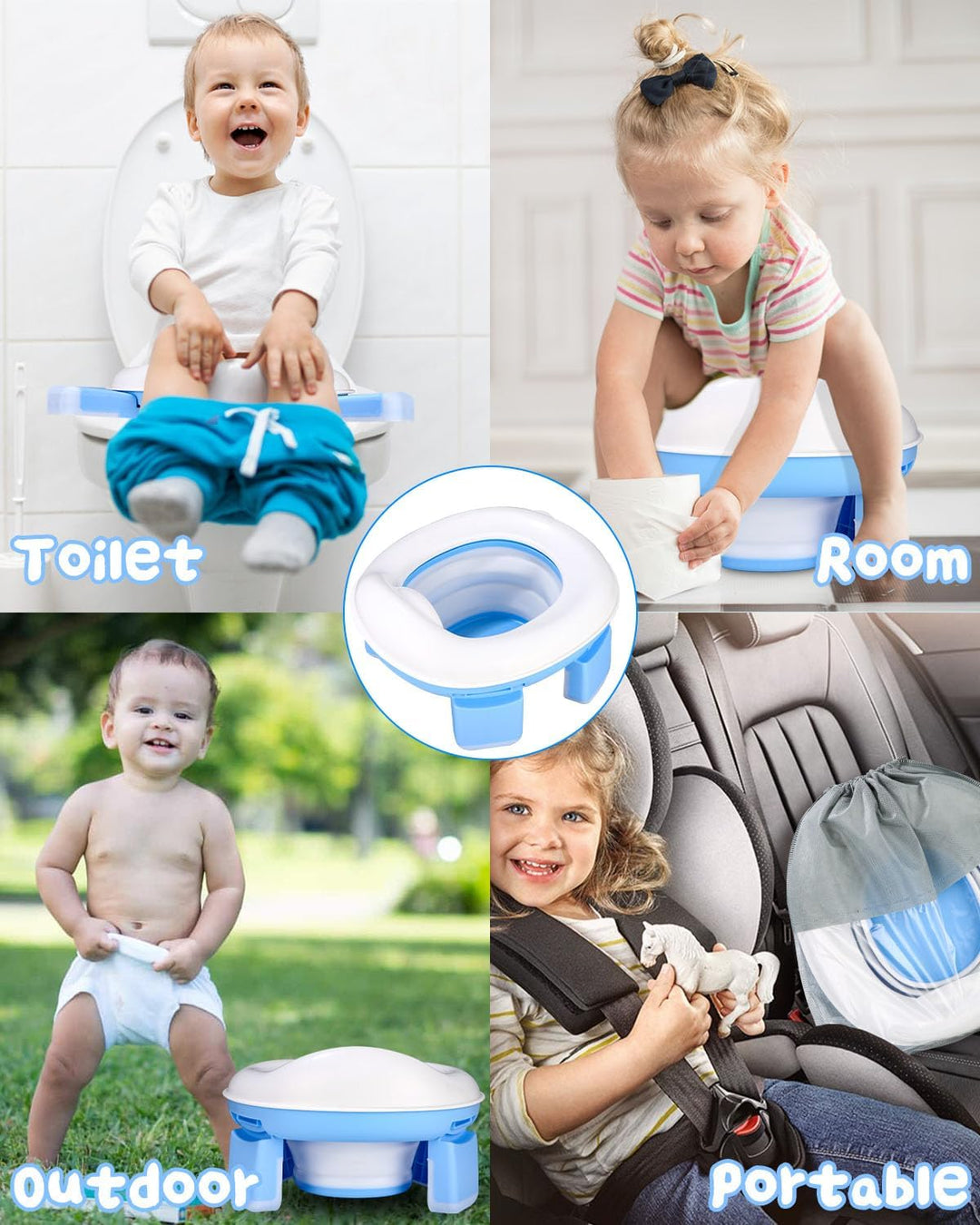 Toilettensitz Kinder,3 in 1 faltbares Kinder Töpfchen für Unterwegs,Portable Travel Potty Training T