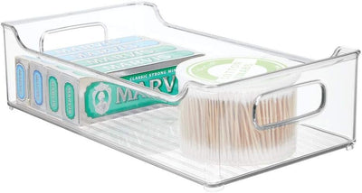mDesign 4er-Set Ablagebox mit integrierten Griffen – transparente Aufbewahrungsbox mit ansprechendem