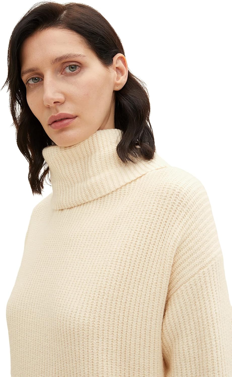 TOM TAILOR Damen Longstyle Rollkragenpullover, 28130 - Soft Buttercream