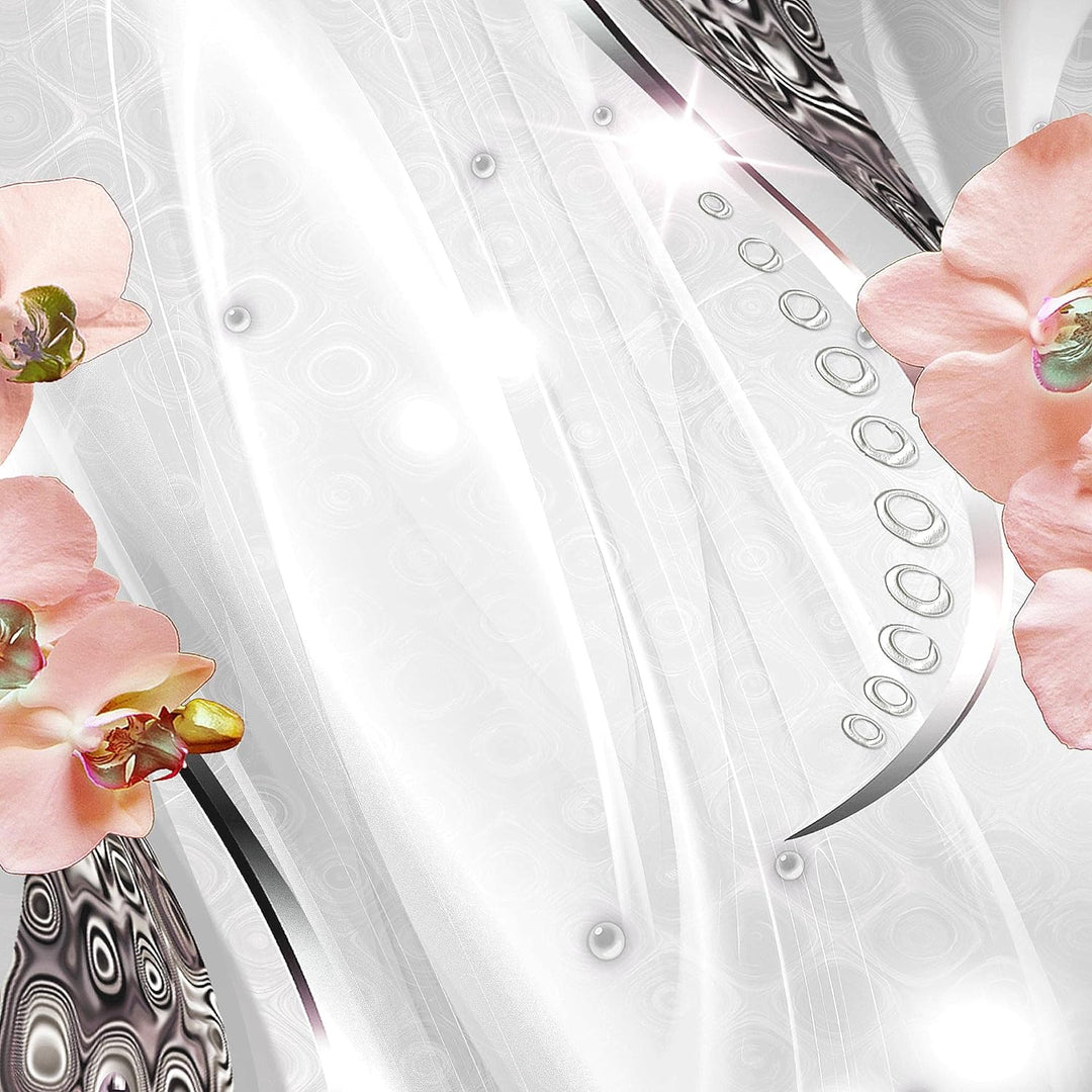 Runa Art Wandbilder Blumen Orchidee 5 Teilig Bild auf Vlies Leinwand Deko Wohnzimmer Abstrakt Grau R