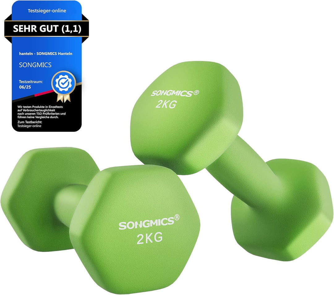 SONGMICS Hanteln, 2er Set,Hantelset, Kurzhanteln, Hexagon, Neopren-Beschichtung, Krafttraining, Work