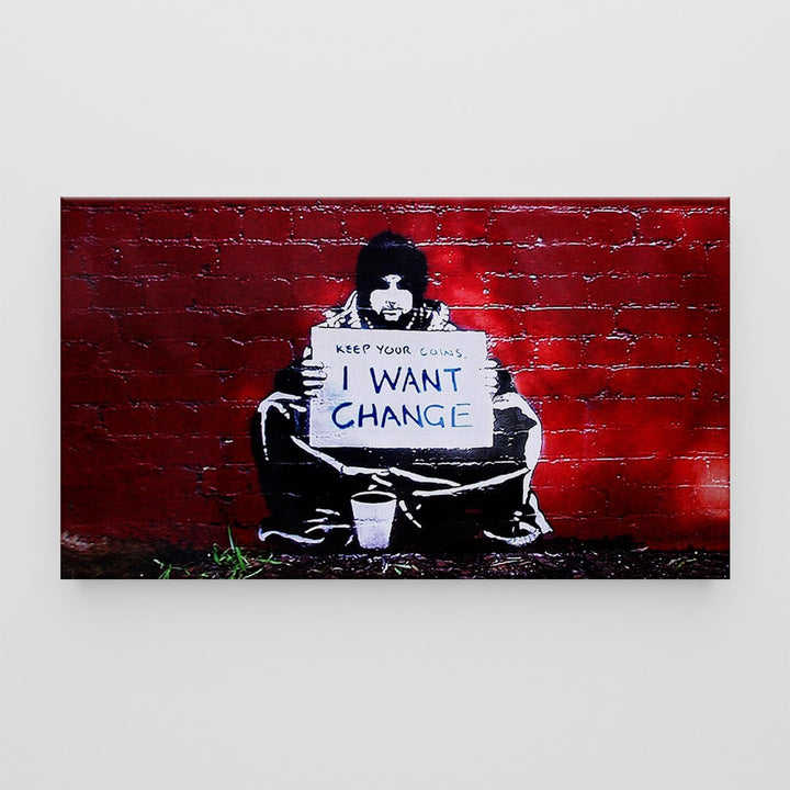 Giallobus - Gemälde - Banksy - - Standardleinwand - 140x80-25 - Ich will Veränderung - Bereit zum Au