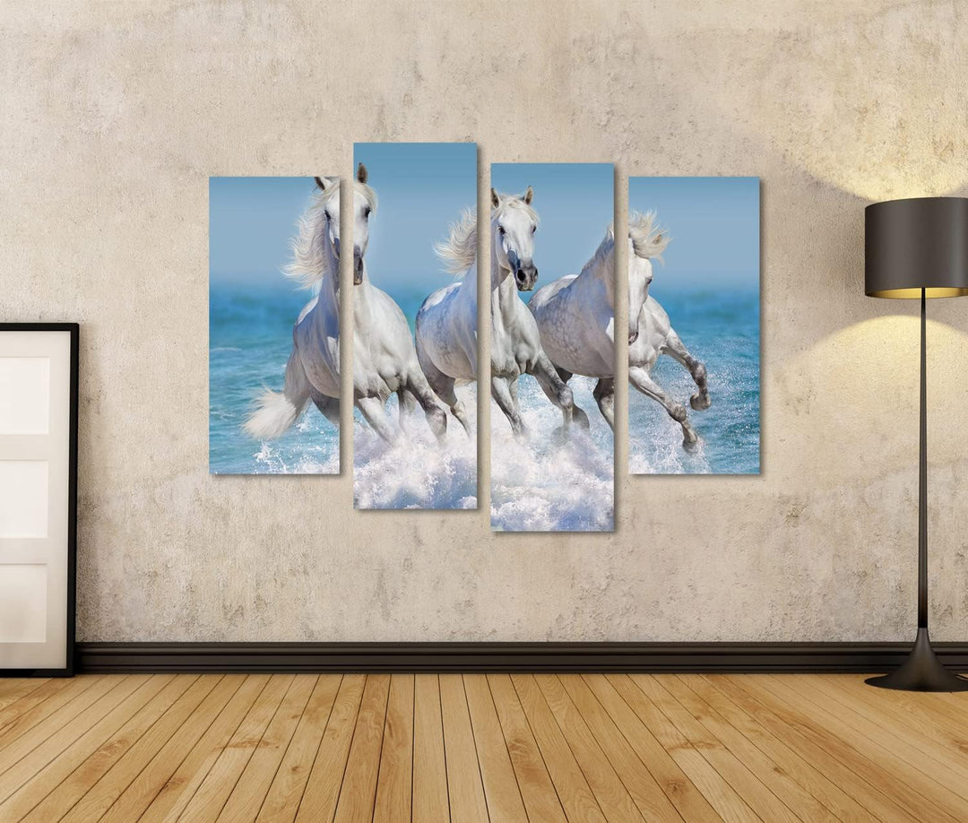 islandburner Bild auf Leinwand Pferde Wasser Weisses Pferd Herde Kinderzimmer Reiten Bilder Wandbild