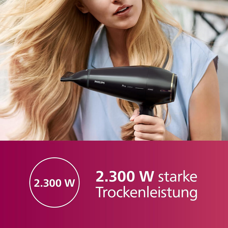 Philips Haartrockner Prestige Pro, Haartrockner für professionelles Trocknen und Styling, mit 2 Styl