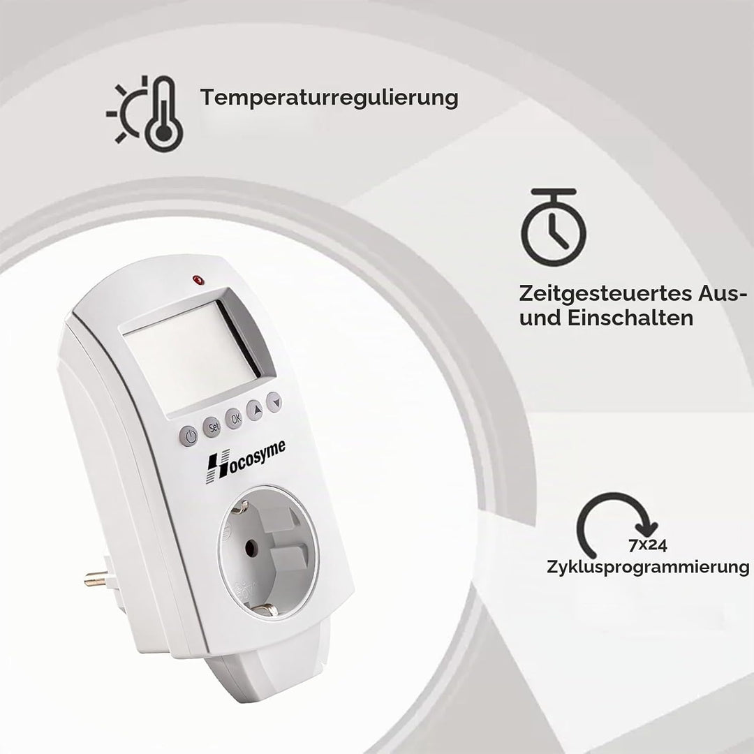 Hocosyme Infrarotheizung Thermostat Steckdose, Steckdosenthermostat Programmierbare für Elektrische