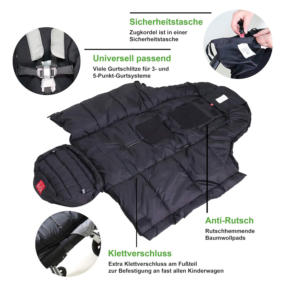 Kaiser Naturfelle 6570825 - Fusssack "Iglu Thermo Fleece", Farbe: schwarz, Schwarz