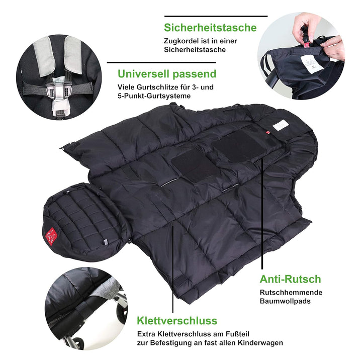 Kaiser Naturfelle 6570825 - Fusssack "Iglu Thermo Fleece", Farbe: schwarz, Schwarz