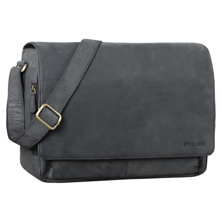 STILORD 'Tom' Vintage Leder Umhängetasche für Studium Uni Büro Arbeit 15 Zoll Laptoptasche DIN A4 Sc