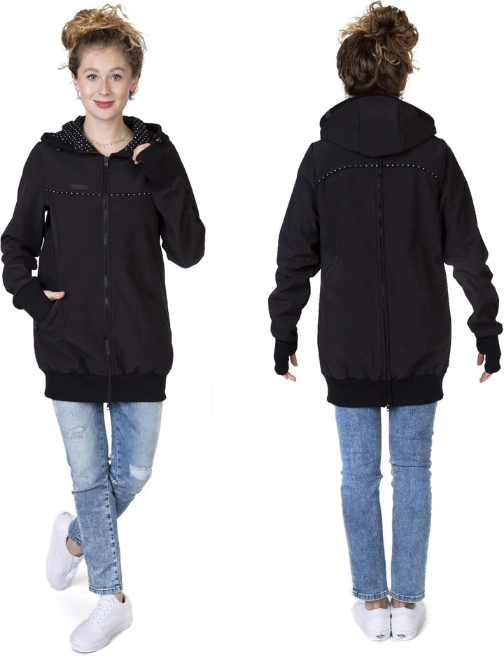 Viva la Mama 4in1 Tragejacke für Tragen auf dem Rücken oder der Brust, Softshell, Umstandsjacke + Kä