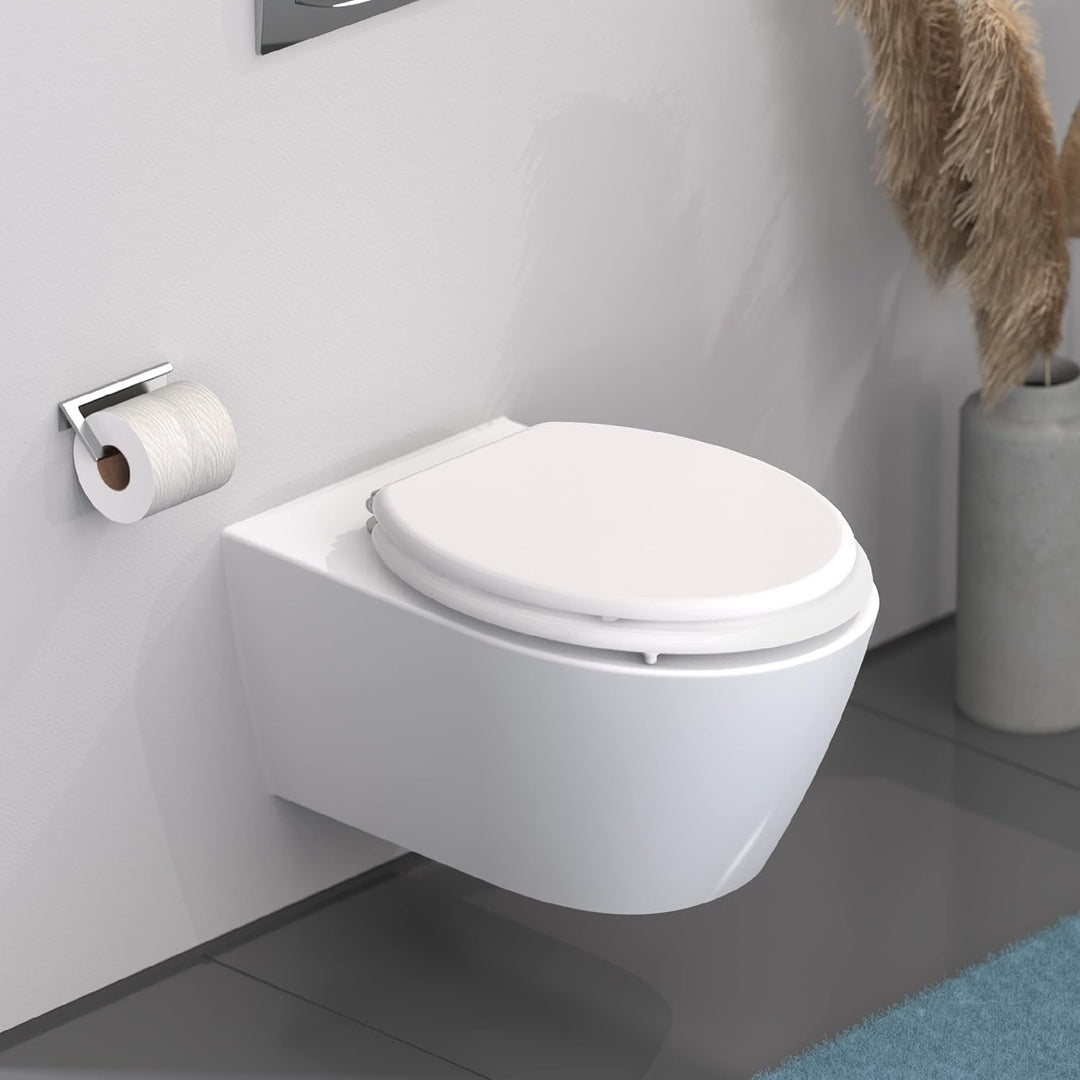 SCHÜTTE WC-Sitz WHITE, Holzkern Toilettendeckel, Klodeckel Weiss 84000
