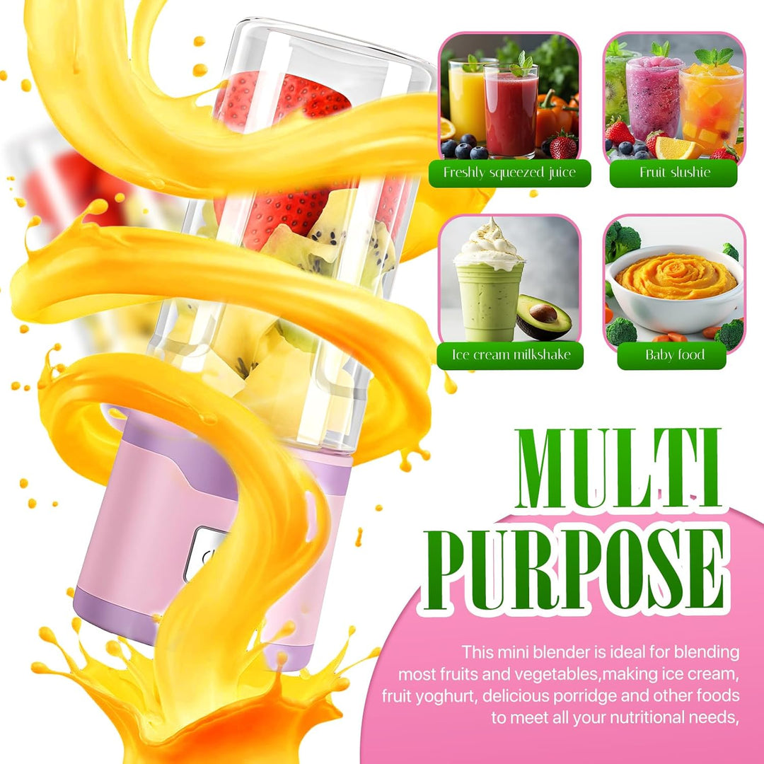 Mixer to Go, Tragbarer Schneller Mixer Smoothie Maker, 18-Blatt Edelstahlklingen, 450ml USB-C Wieder