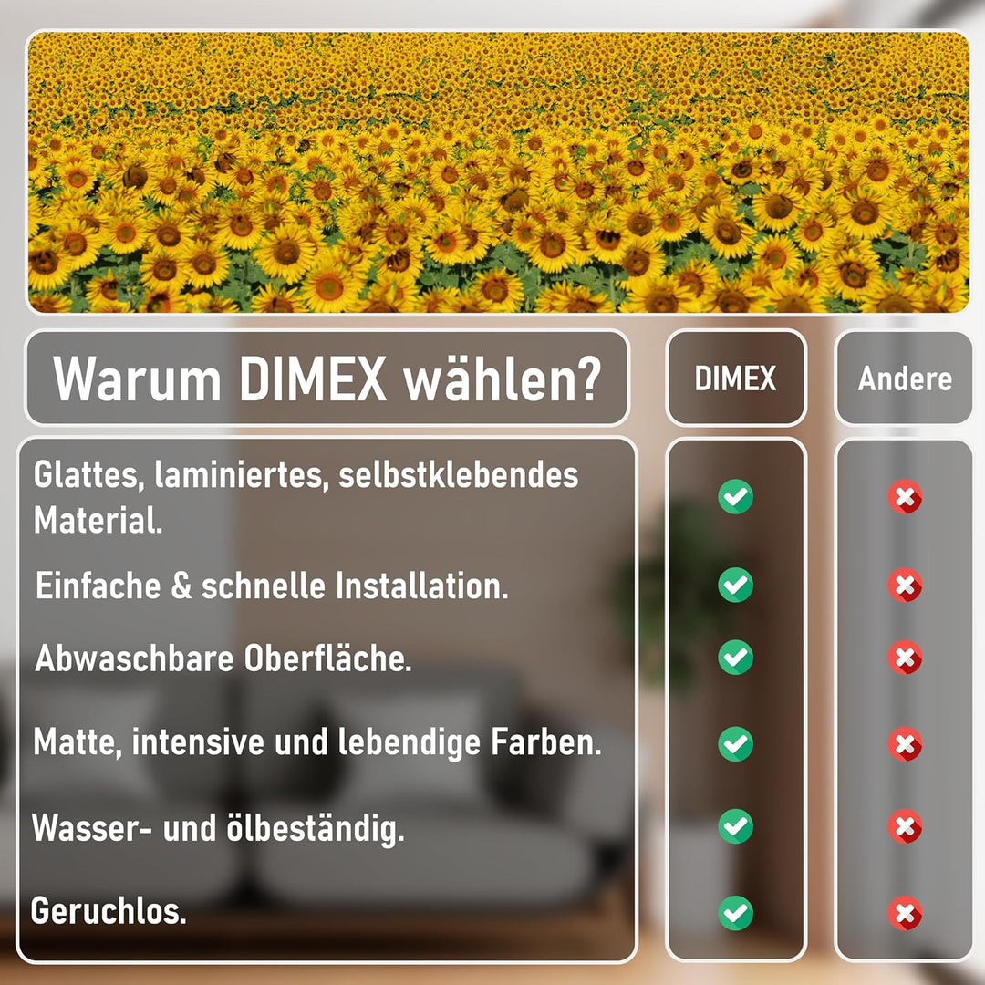 DIMEX Küchenrückwand Folie selbstklebend SONNENBLUMENFELD | Klebefolie - Dekofolie - Spritzschutz fü