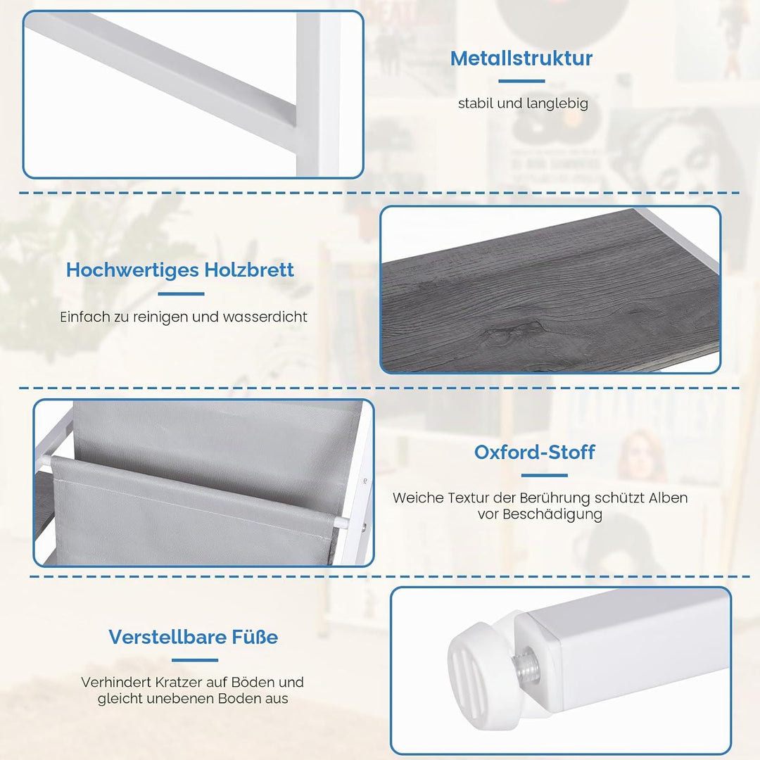 HYCFYJR Plattenspieler Ständer, Schallplatten Aufbewahrung mit 3-stufiger Vinyl Halter, Schallplatte