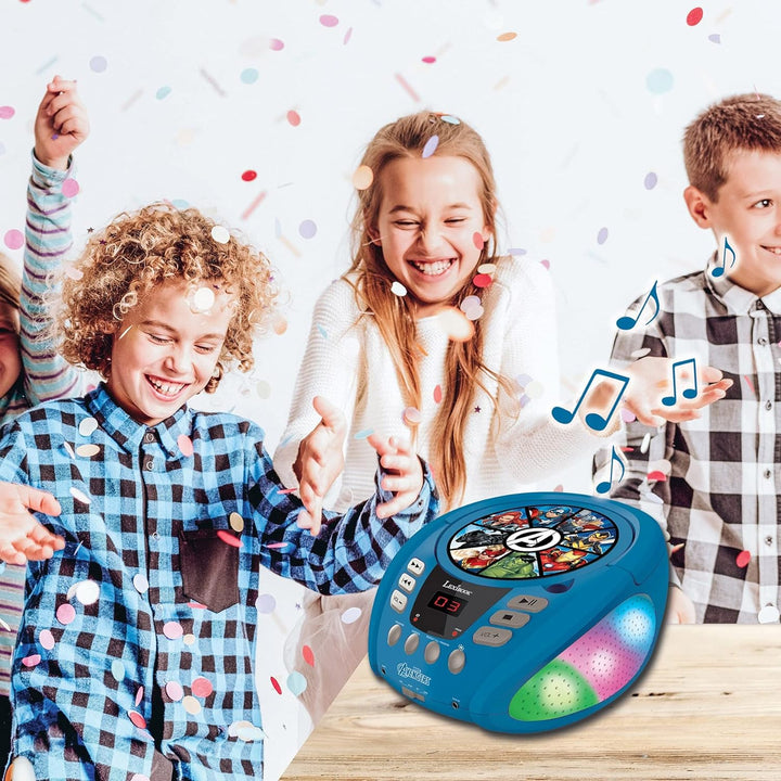 Lexibook RCD109AV Marvel Avengers-Bluetooth-CD-Player für Kinder-Tragbar, Lichteffekte, Mikrofonbuch