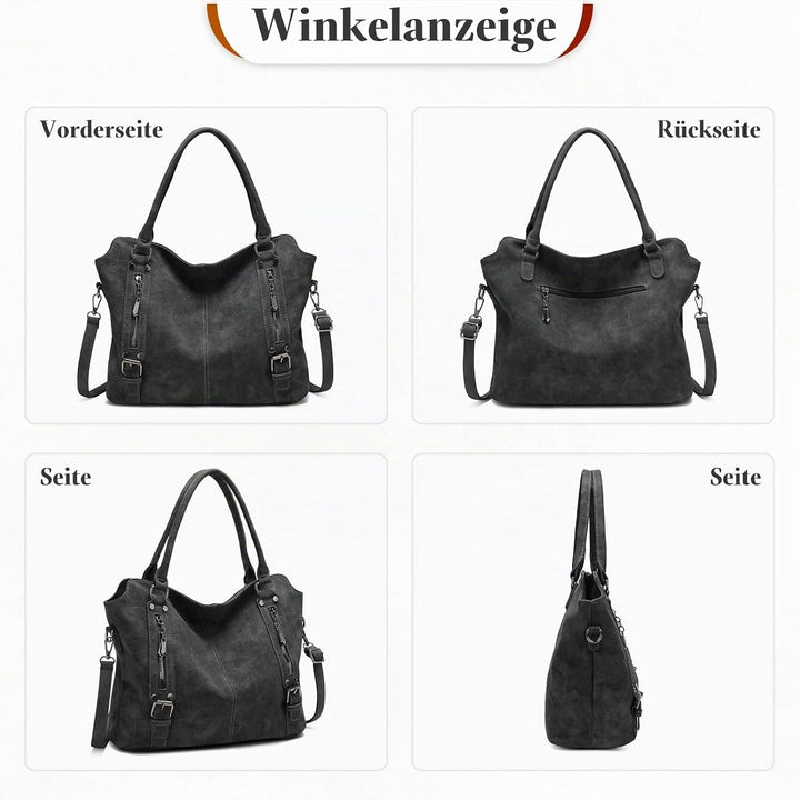 VINBAGGE Damen Handtasche PU Leder Henkeltasche Shopper Tasche Vintage Weiches Umhängetasche Schulte