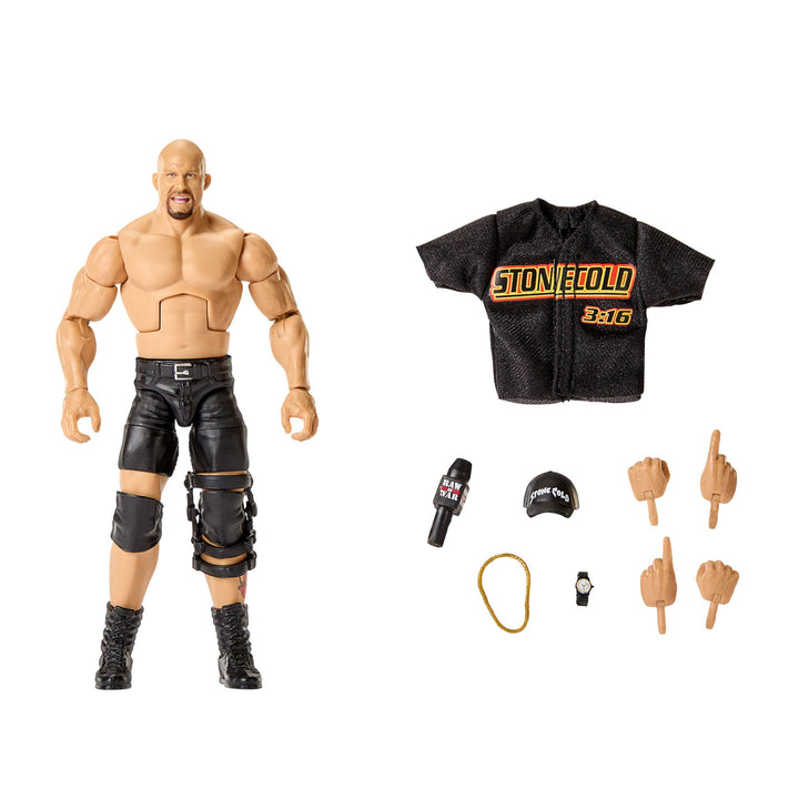 Mattel WWE Elite Actionfigur und Zubehör, Serie #122, ca. 15 cm grosse Sammelfigur Stone Cold Steve