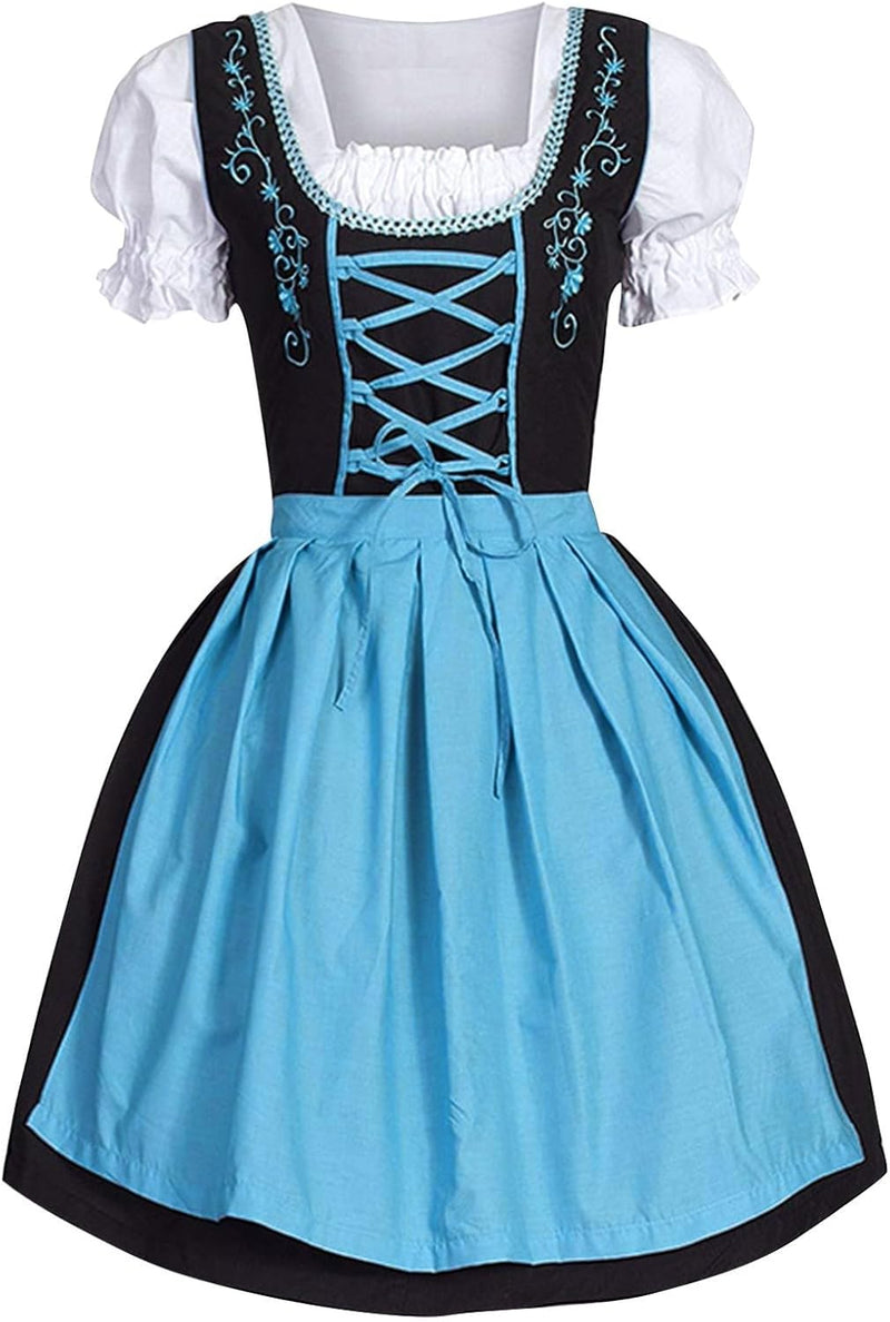 Generisch Damen Dirndl Midi Mit Handgefertigter Tasche SchüRze Exklusives Designer Dirndlkleid Trach