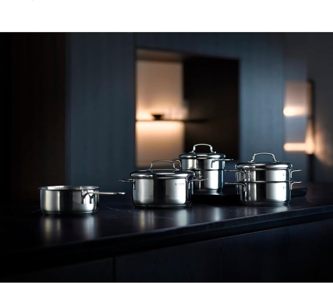 WMF Mini Kochtopf klein 16cm, Metalldeckel, Bratentopf Induktion 1,5l, Cromargan Edelstahl poliert,