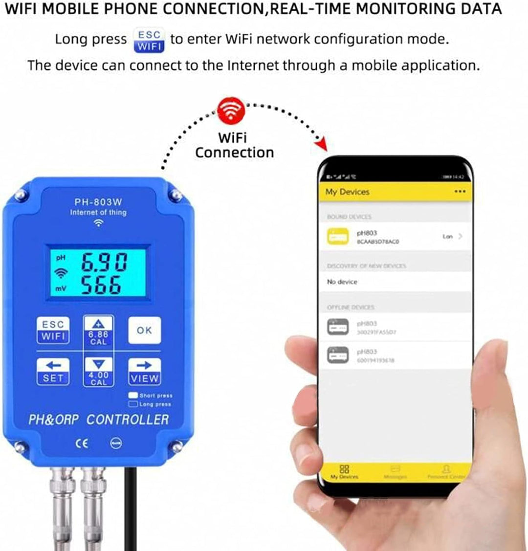 Redox Controller PH803W für Wassertests mit mehreren Parametern zur Langzeitüberwachung der Wasserqu