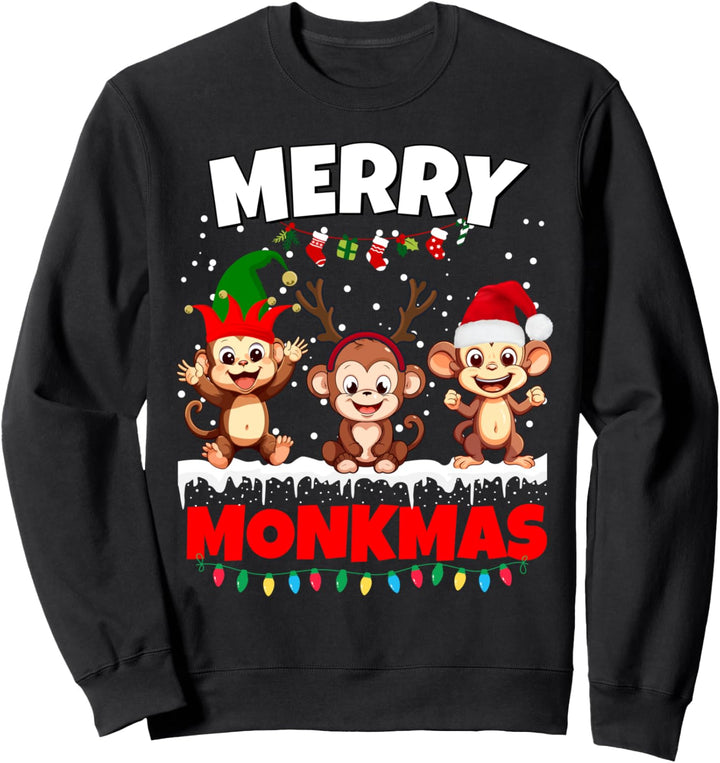 Merry Christmas Monkeys Lustiger Weihnachtsmann für Kinder, Jungen und Mädchen Sweatshirt