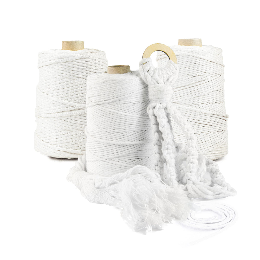Seiletech.de Premium MAKRAMEE GARN | 700m | 5mm | Natur | 100% Baumwolle | Kordel Natur | Baumwollga