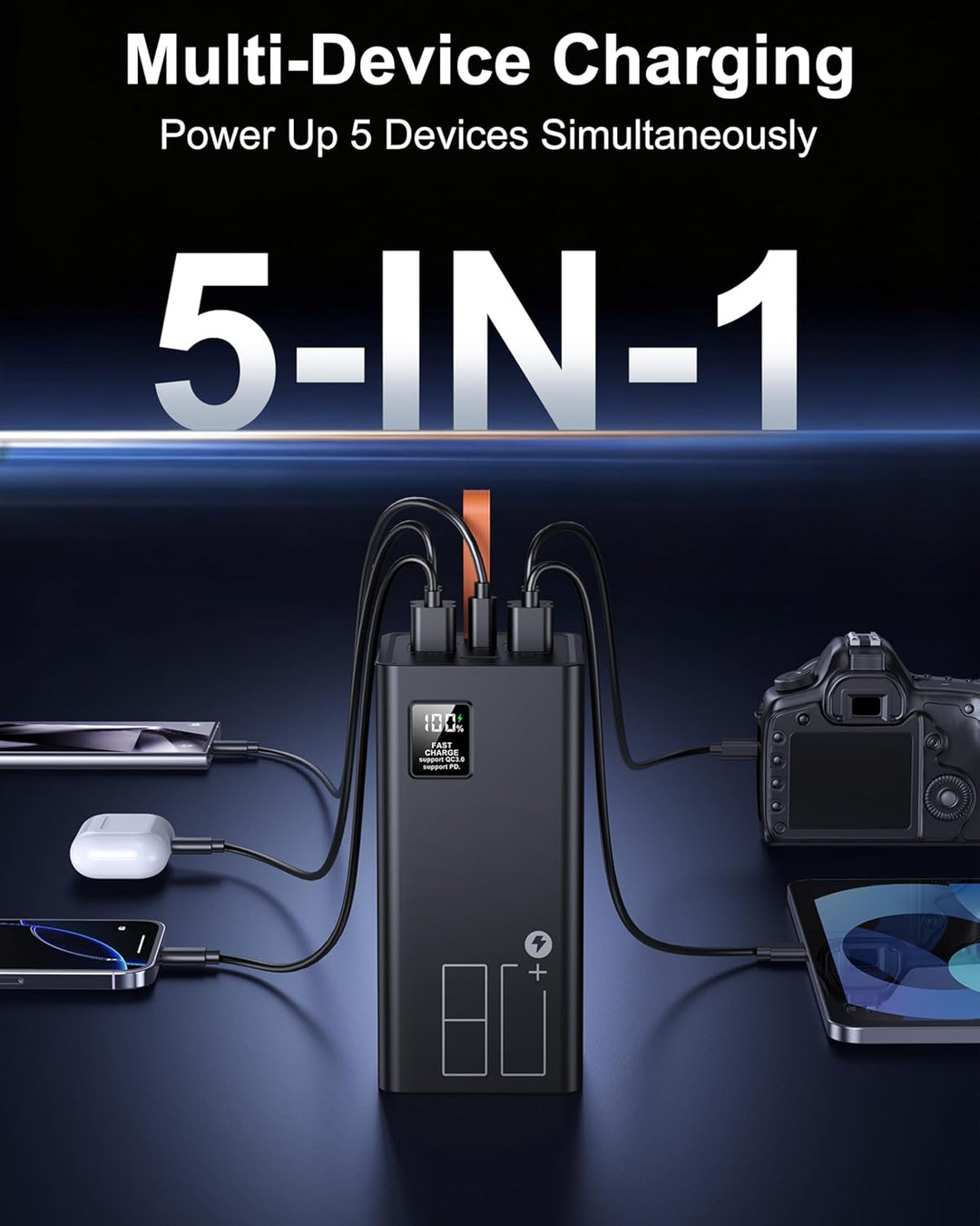 2026 grosse Powerbank 90000mAh, Power Bank 30W PD USB-C Schnellladefunktion, Externer Akku mit LED-A
