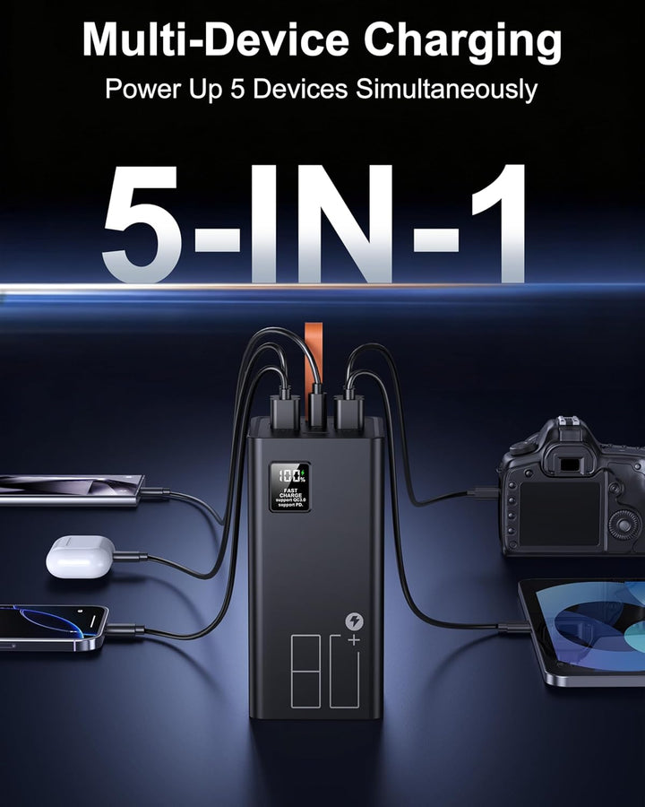 2026 grosse Powerbank 90000mAh, Power Bank 30W PD USB-C Schnellladefunktion, Externer Akku mit LED-A