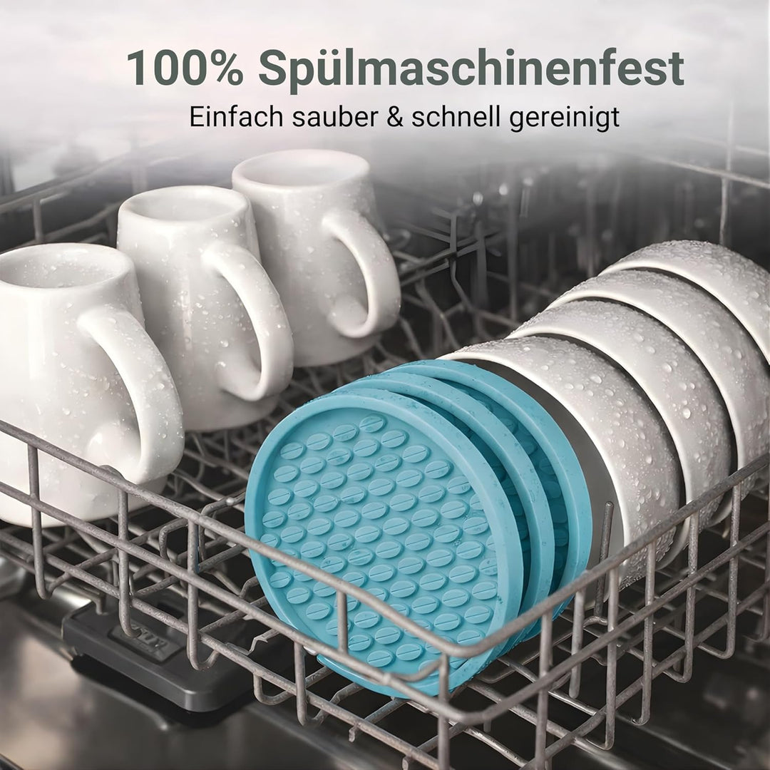 TESTNOTE SEHR GUT Gläser Untersetzer mit Tropfen Stopp, Spülmaschinenfest, Extra Dickes & rutschfest