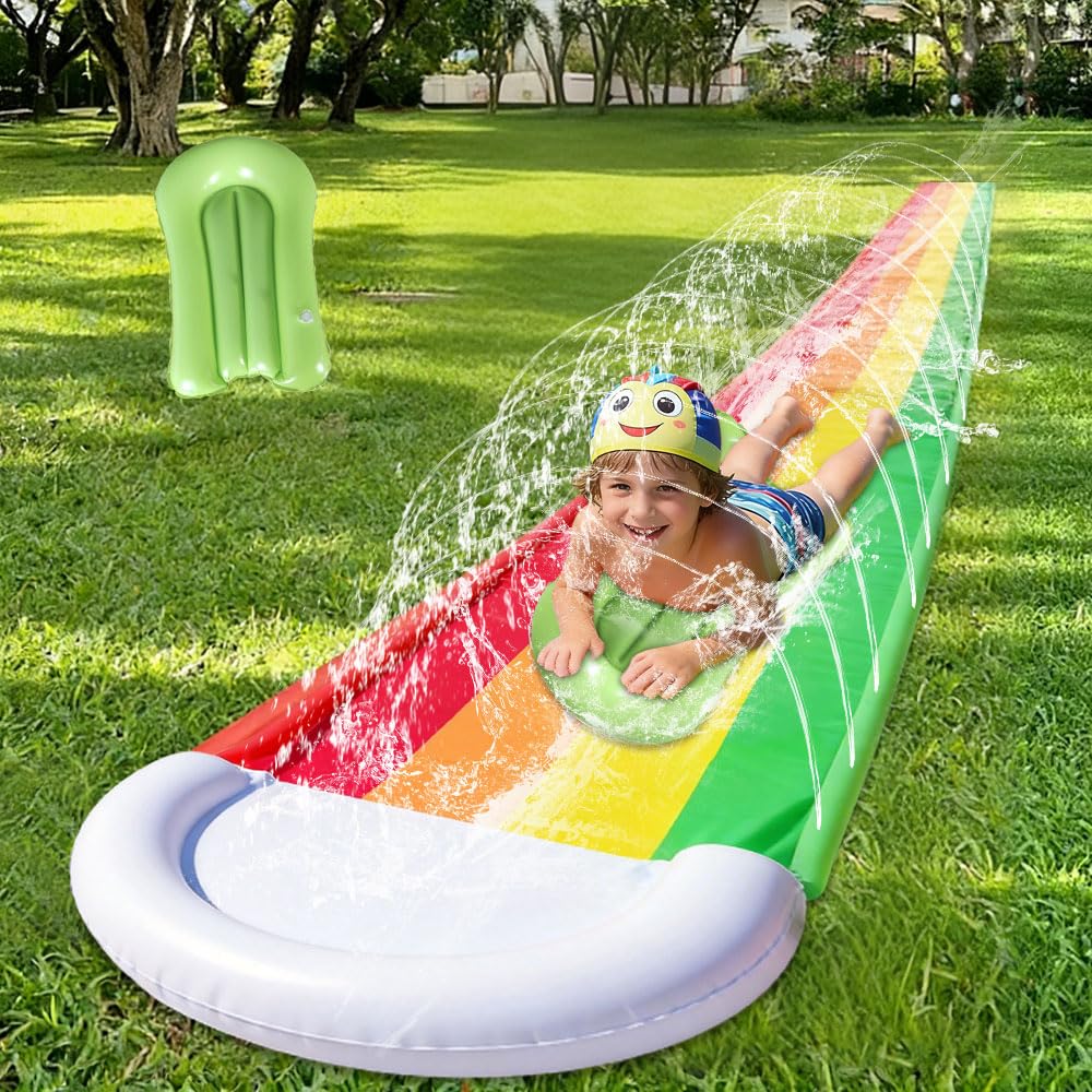 Wasserrutsche Garten für Kinder, 15.7ft/480cm Wasserrutsche mit Bodyboard, Single Wasser Slide Wasse