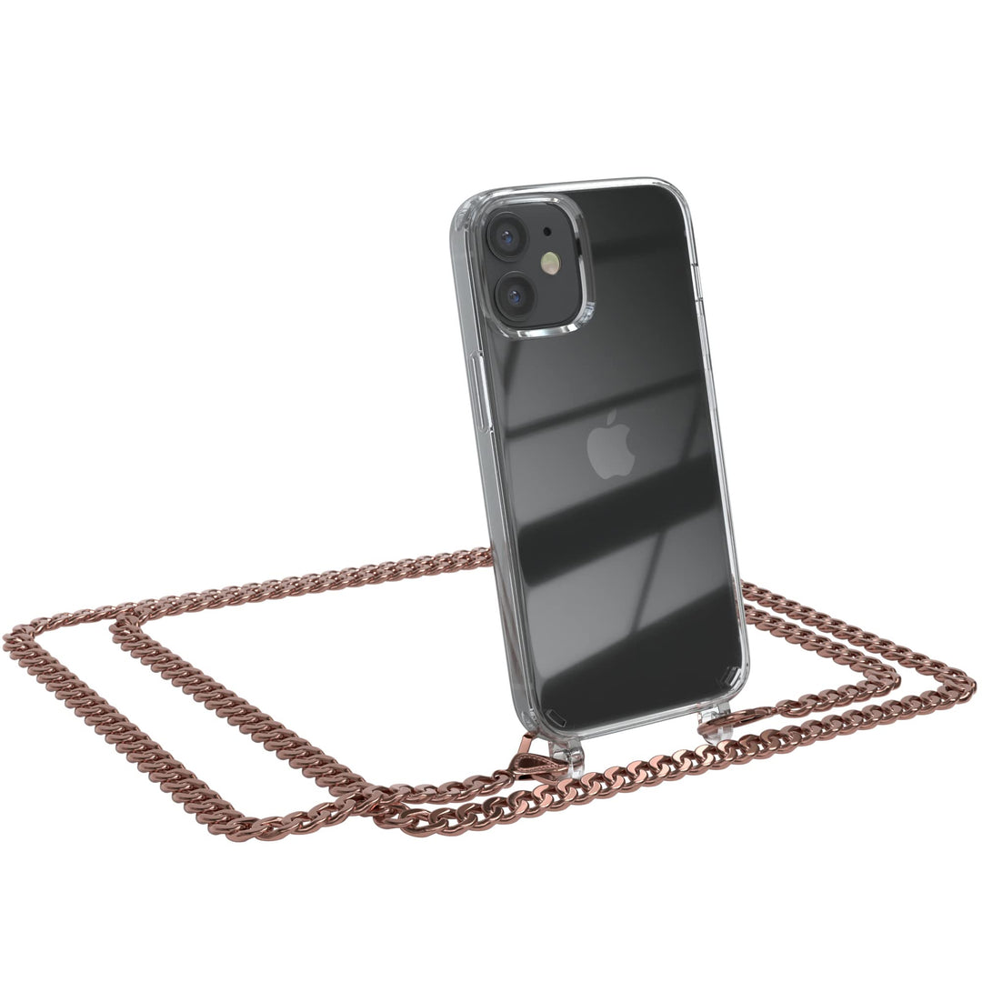 EAZY CASE Handykette kompatibel mit iPhone 12 Mini Handyhülle mit Metall Umhängeband und Ersatz Kord