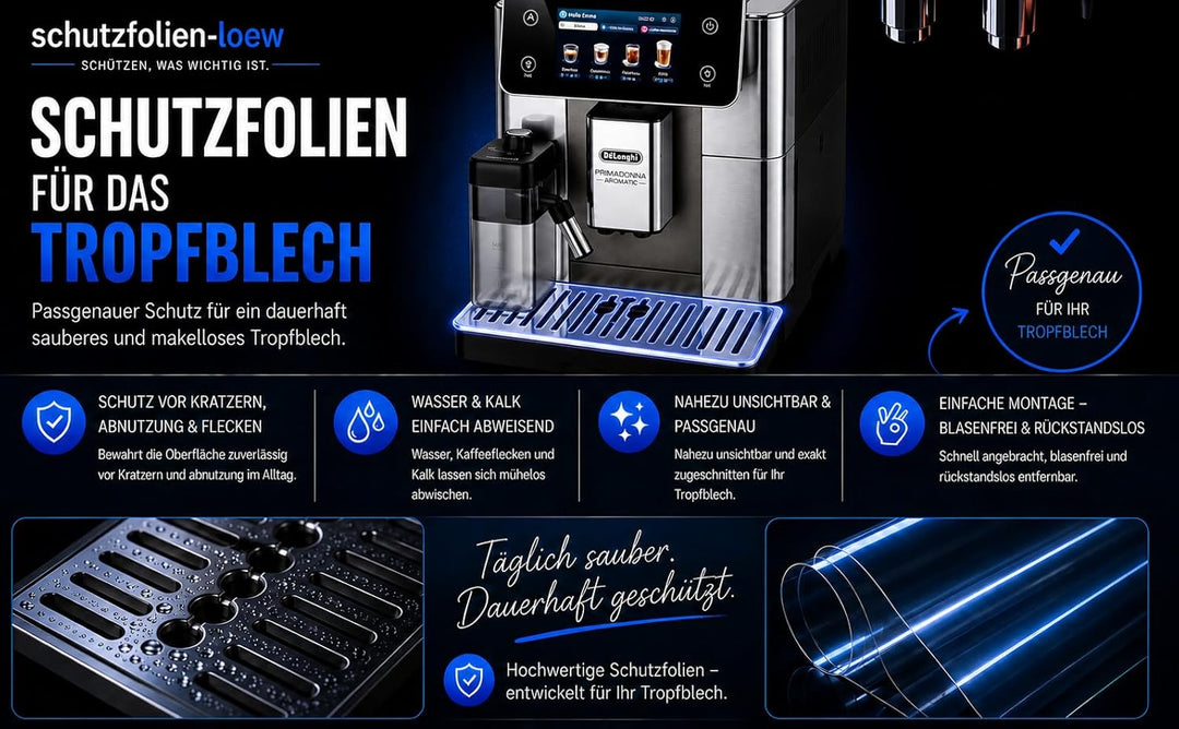 Schutzfolie passend für DeLonghi PrimaDonna Aromatic 630.55.SM - 630.55.SSM - 630.75 TSM - 630.75 TM