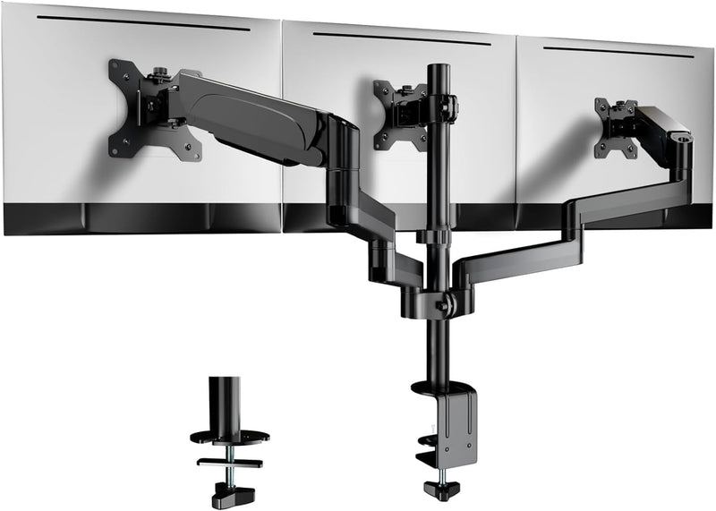 WORLDLIFT Monitor Halterung 3 Monitore, Premium Aluminium 3 Monitor Halterung für 17"-27" LED LCD Bi