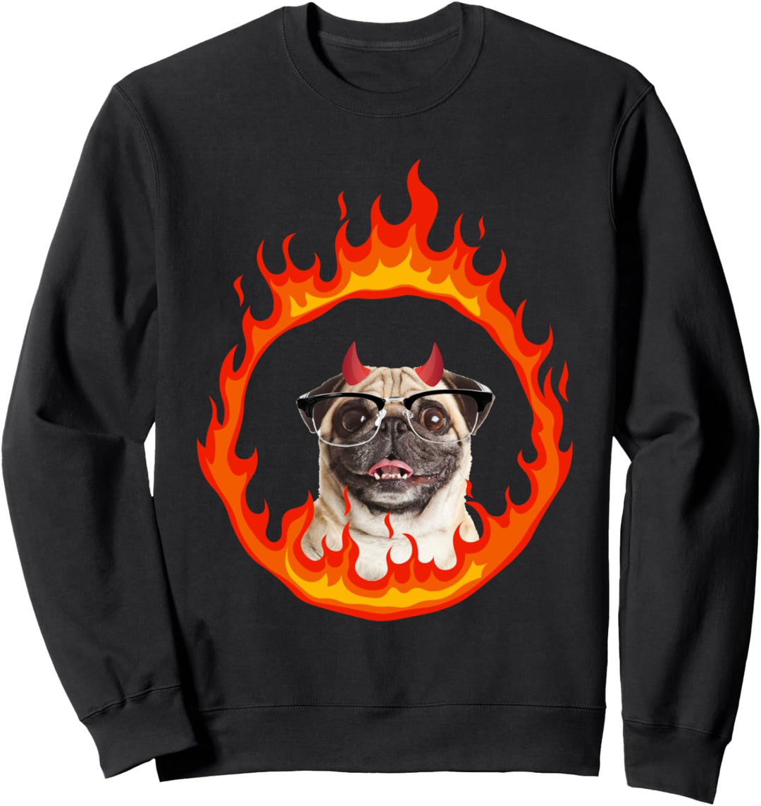 Devil Dog Pug w Glasses Sweatshirt