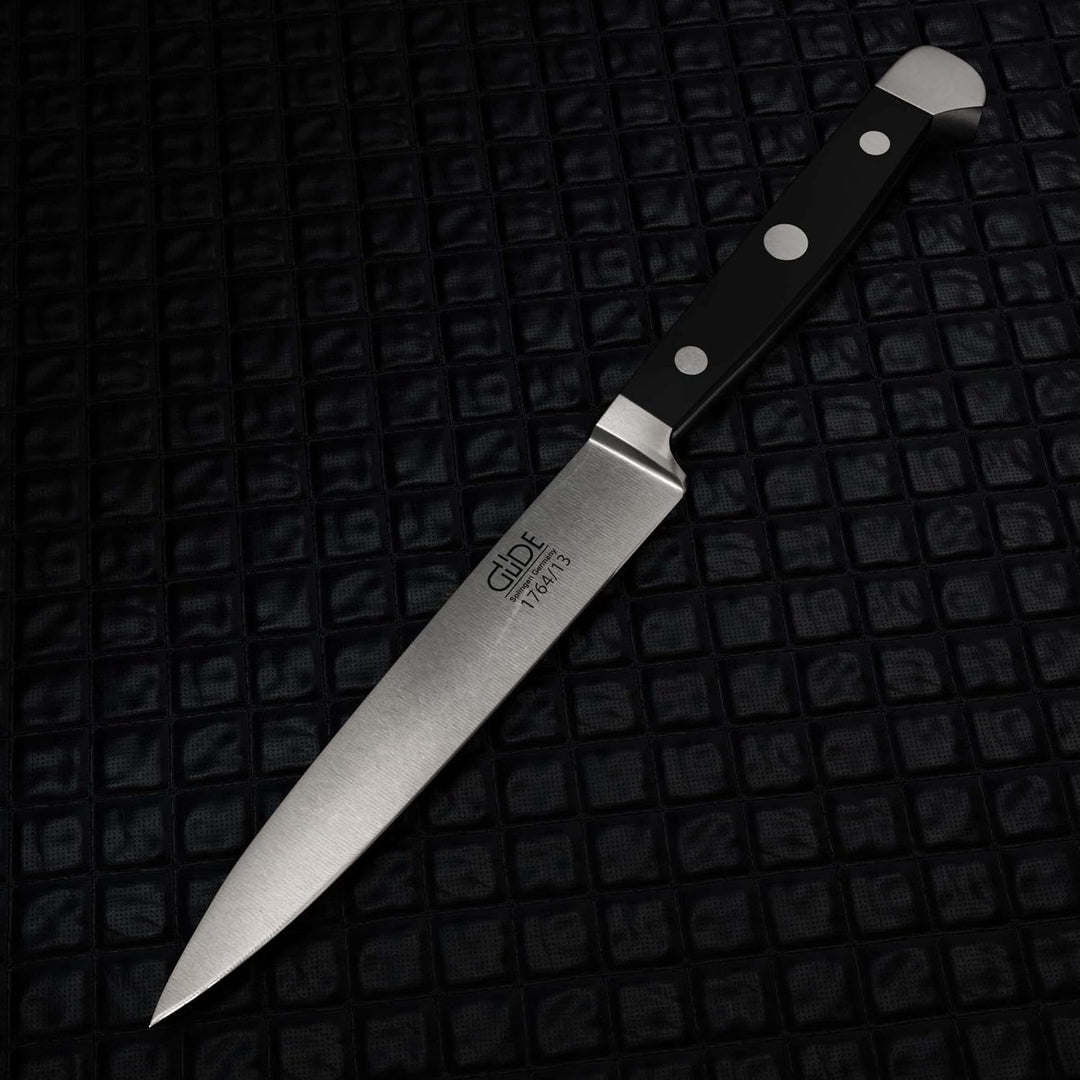 GÜDE Solingen - Spickmesser geschmiedet, 13 cm, POM schwarz, ALPHA, Office Messer, Doppelkropf, Hand