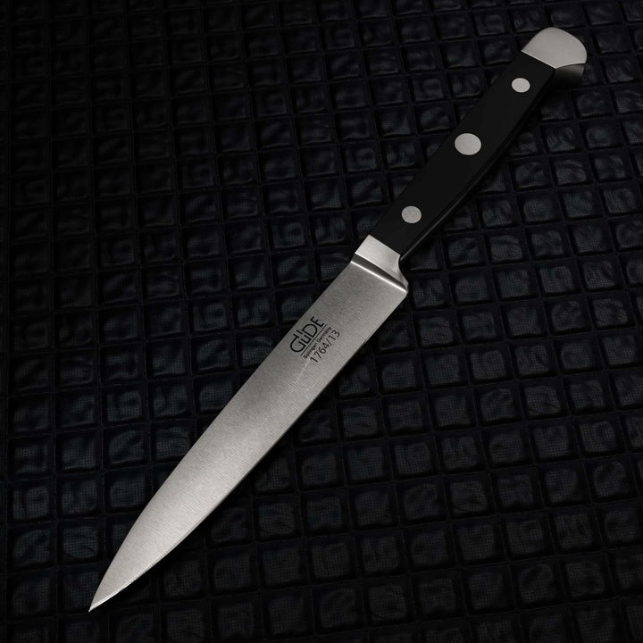 GÜDE Solingen - Spickmesser geschmiedet, 13 cm, POM schwarz, ALPHA, Office Messer, Doppelkropf, Hand