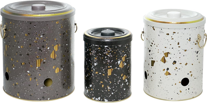 Lashuma Aufbewahrung Knoblauch schwarz, Kartoffelbehälter gross, Zwiebel Vorratsbehälter Blech 22 cm