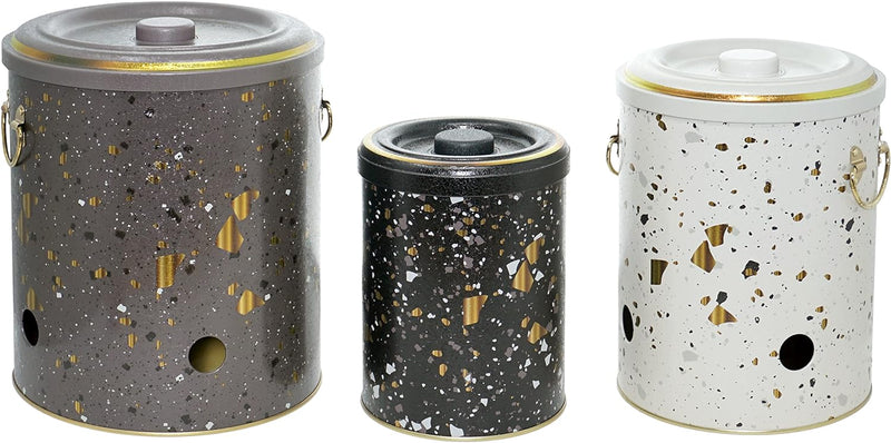 Lashuma Aufbewahrung Knoblauch schwarz, Kartoffelbehälter gross, Zwiebel Vorratsbehälter Blech 22 cm
