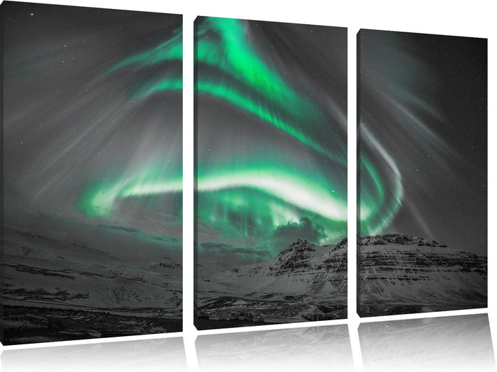 Pixxprint Nordlichter über Island als Leinwandbild/Grösse: 3 Teilig (120x80 cm) cm/Wandbild/Kunstdru