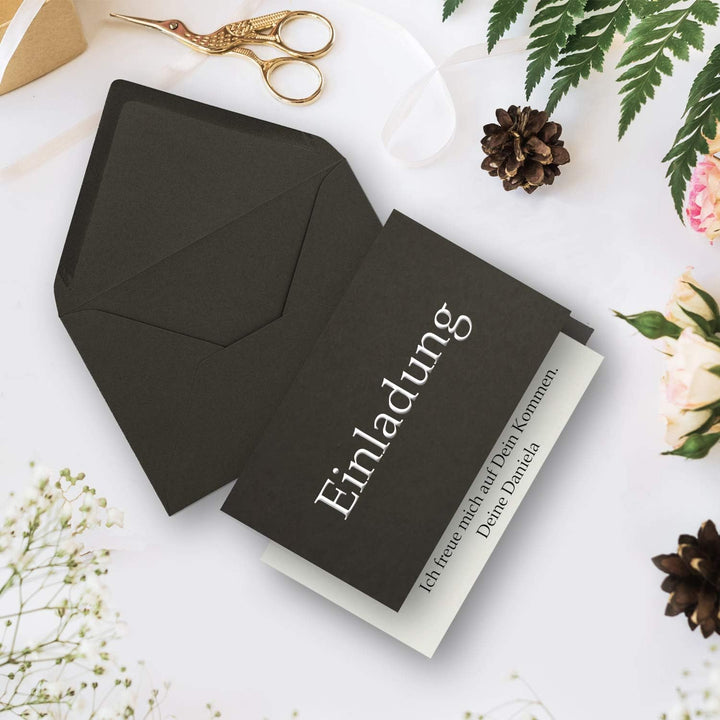 500x Faltkarten SET DIN A6/C6 mit Brief-Umschlägen in Anthrazit-Grau - inklusive Einleger - 14,8 x 1