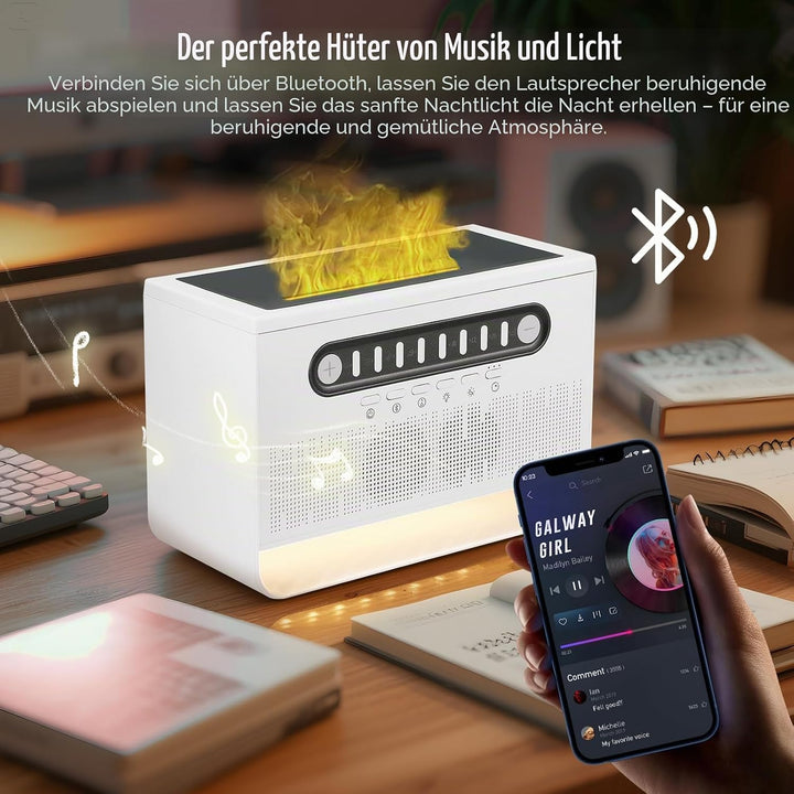 White Noise Machine, Luftbefeuchter Schlafzimmer,Flammen Aroma Diffuser mit weissem Rauschen und Far
