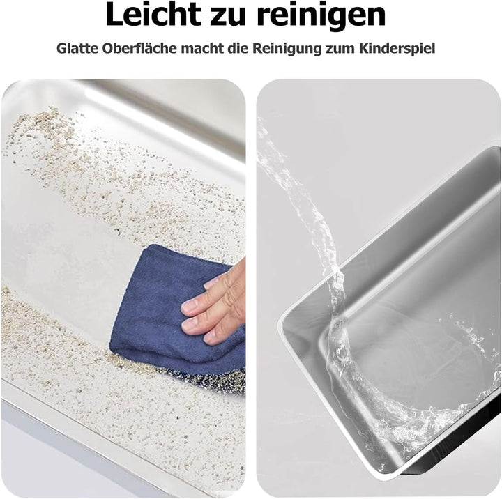 Edelstahl Katzenklo Grosse, XXL Metall Toilette für Grosse Katzen, Offenes Klo ohne Deckel, Hop-in K