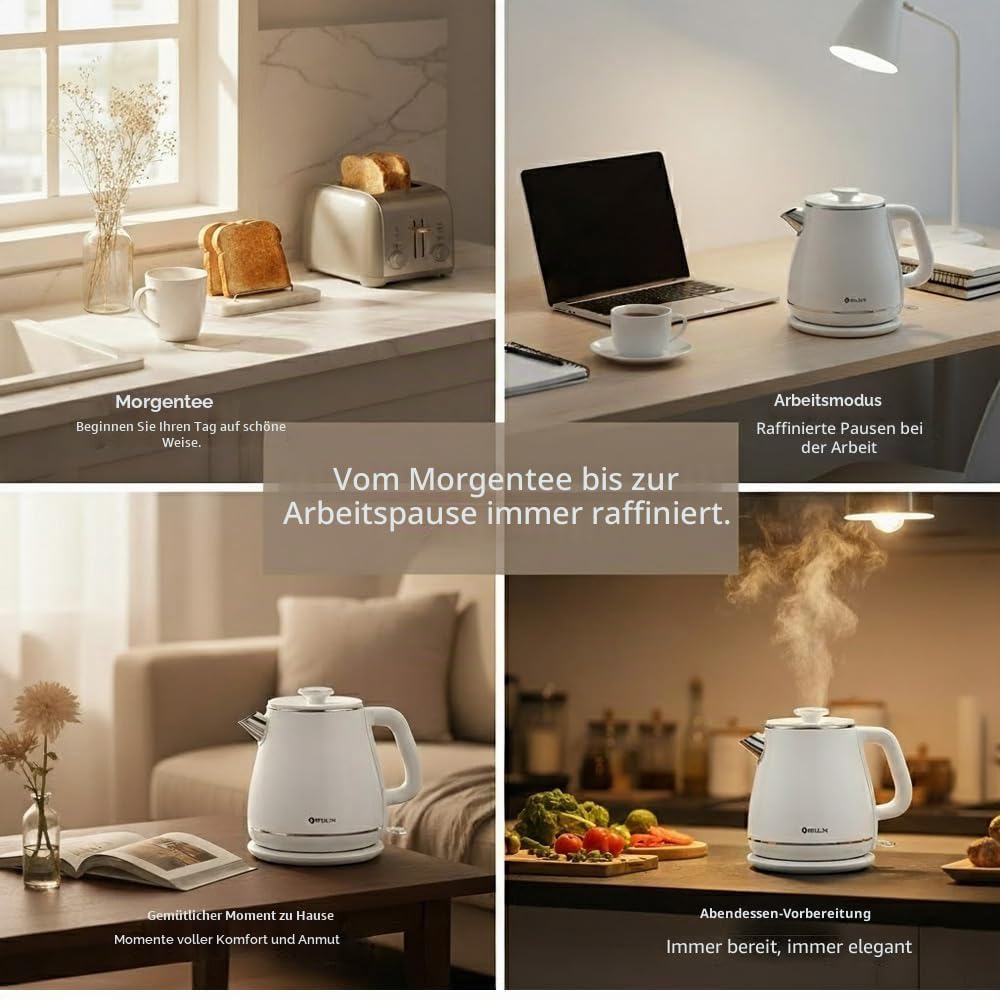 MULIN wasserkocher retro, Elektrischer Wasserkocher mit 360° Basis, 1,8 L Kapazität, 2200 W, Schnell
