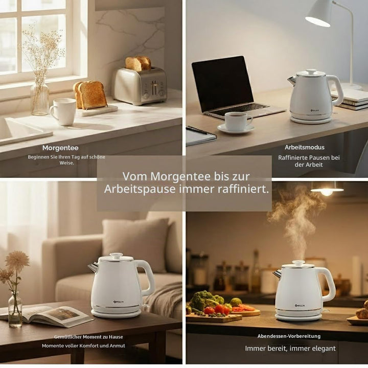 MULIN wasserkocher retro, Elektrischer Wasserkocher mit 360° Basis, 1,8 L Kapazität, 2200 W, Schnell